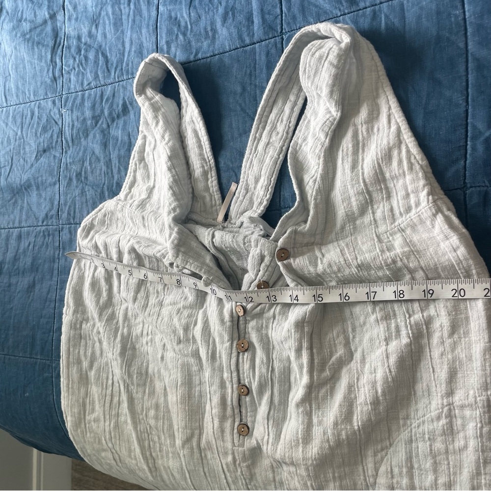 Free People White Gauze Linen Jumpsuit with Button Detail - Picture 6 of 10